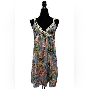 NEW - Tropical Print Dress, Color: Blue, Size: Medium